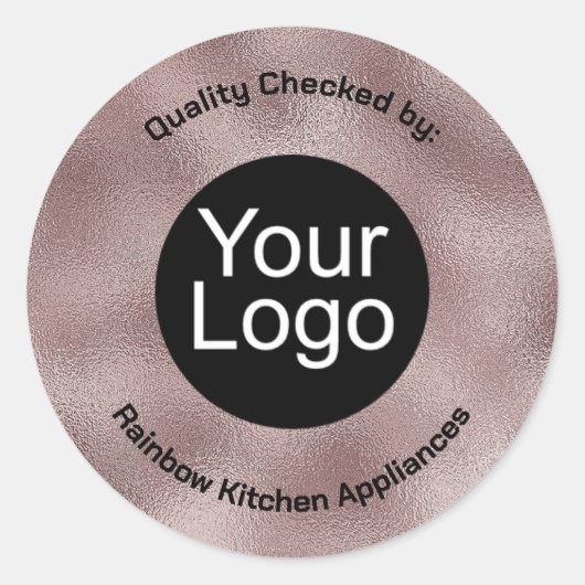 Faux donkerroze metallic ronde sticker (Voorkant)