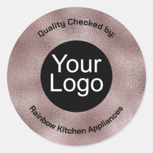 Faux donkerroze metallic ronde sticker