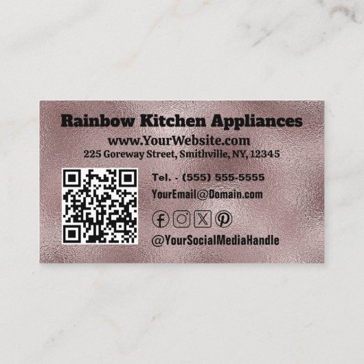 Faux donkerroze metallic visitekaartje (Achterkant)