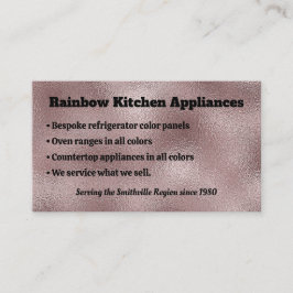 Faux donkerroze metallic visitekaartje