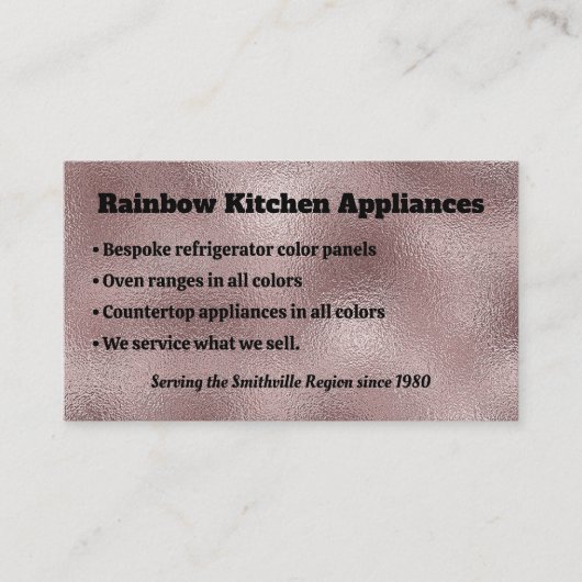 Faux donkerroze metallic visitekaartje (Voorkant)