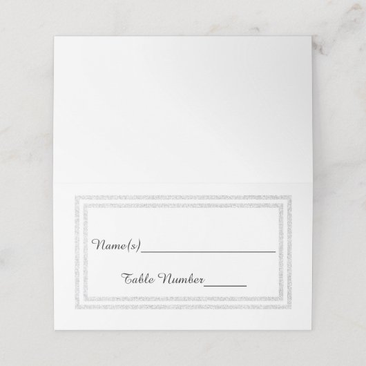 Faux Double Silver Glitter Trim - Escort Kaart Plaatskaartje (Buitenkant ongevouwen)