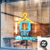Faux droog reinigen Neon Sign Dry Cleaners Front Raamsticker (Cafe Raam)
