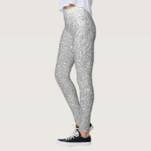 Faux dunne zilveren glitter bedrukte smokstrips leggings (Links)