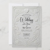 Faux Embossed 3D Relief Floral Formal Wedding Kaart (Voorkant)