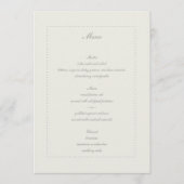 Faux Embossed Beaded Lijst Ecru Elegant Huwelijk Menu (Voorkant)