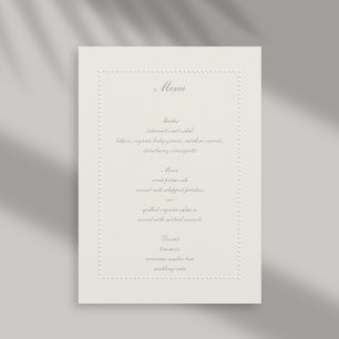Faux Embossed Beaded Lijst Ecru Elegant Huwelijk Menu