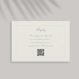 Faux Embossed Beaded Lijst Ecru Reageer Trouwen QR RSVP Kaartje
