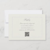 Faux Embossed Beaded Lijst Ecru Reageer Trouwen QR RSVP Kaartje (Voorkant)