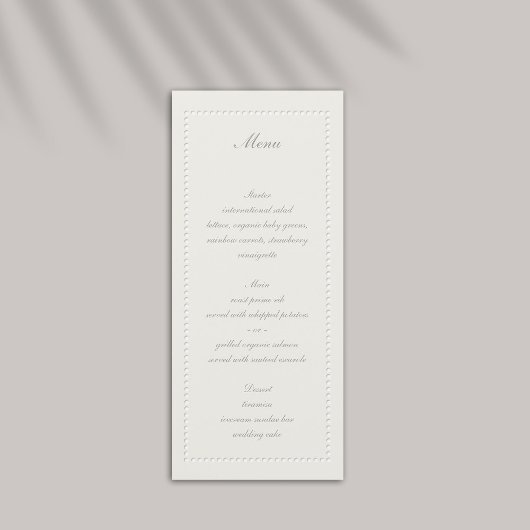 Faux Embossed Beaded Lijst Formele bruiloft Menu