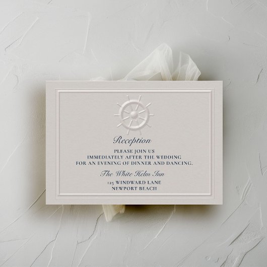 Faux Embossed Boat Helm Coastal bruiloft receptie Informatiekaartje