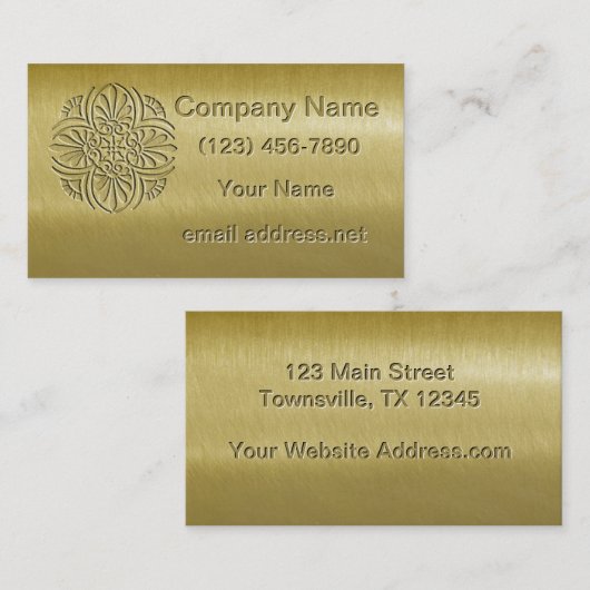 Faux Embossed Brass Visitekaartje (Voorkant / Achterkant)