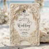 Faux Embossed Carved Cream Bas Relief Wedding Kaart