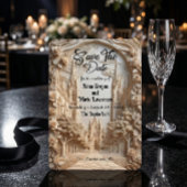 Faux Embossed Cathedral Arch Floral Relief Save The Date