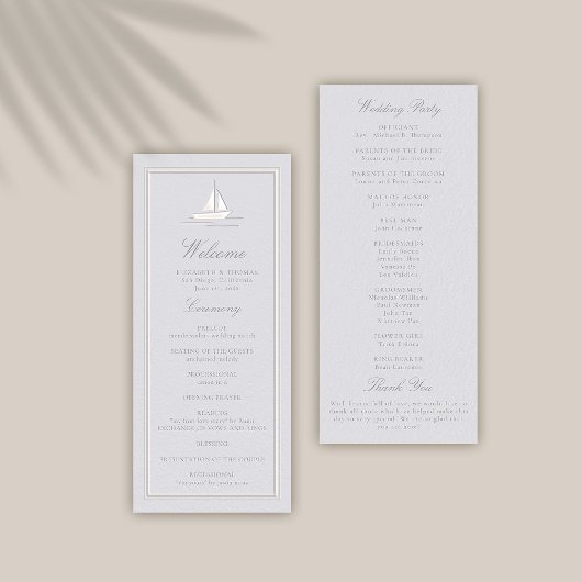 Faux Embossed Coastal Boat Formal Wedding Program