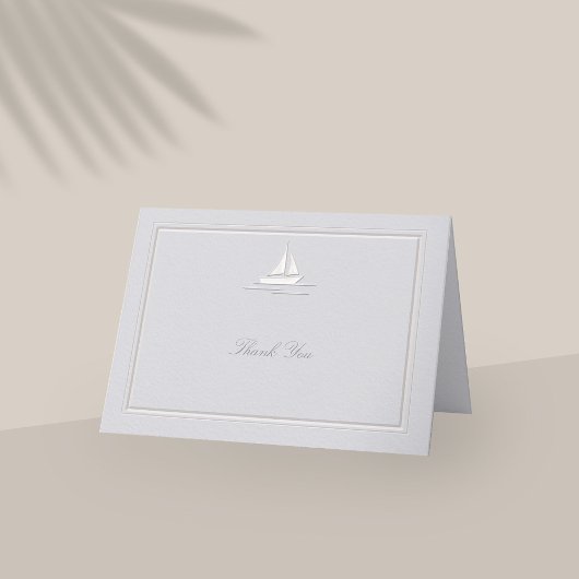 Faux Embossed Coastal Formal Wedding Bedankt