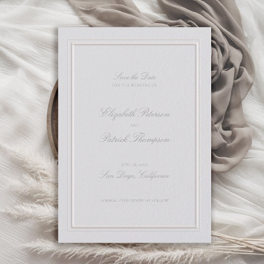 Faux Embossed Dubbele Lijst Formele bruiloft Save The Date