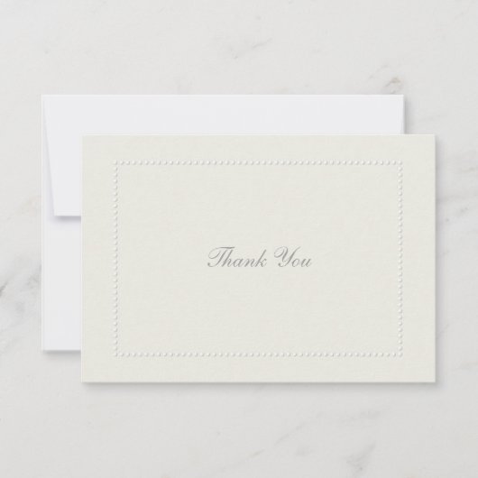 Faux Embossed Ecru kralen formele bruiloft Dank u Bedankkaart (Voorkant)