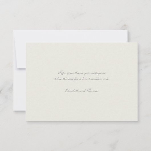 Faux Embossed Ecru kralen formele bruiloft Dank u Bedankkaart (Achterkant)