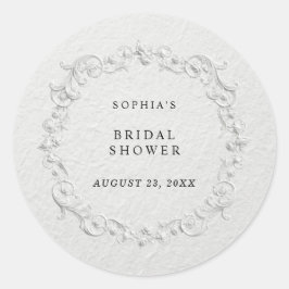 Faux Embossed Floral Bridal Shower Classic Ro Ronde Sticker