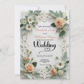 Faux Embossed Floral Elegance Spring Wedding Kaart (Voorkant)