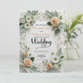 Faux Embossed Floral Elegance Spring Wedding Kaart (Staand voorkant)