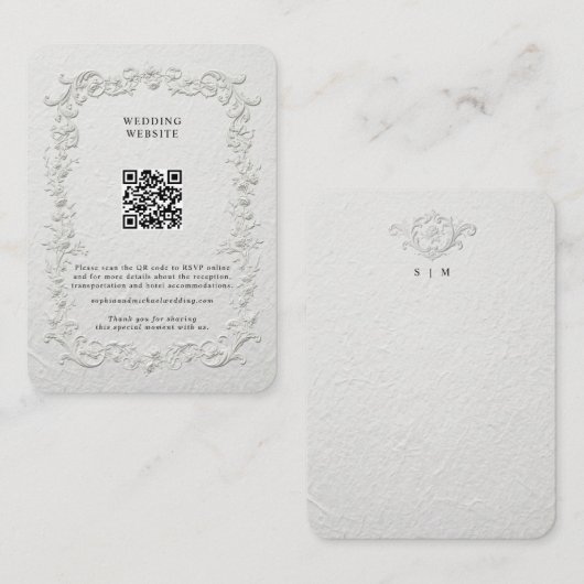 Faux Embossed Floral Enclosure Card Informatiekaartje (Voorkant / Achterkant)