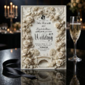 Faux Embossed Floral Relief Effect Classic Wedding Kaart