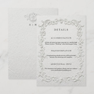 Faux Embossed Floral Wedding Details Card Informatiekaartje