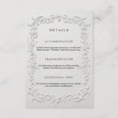Faux Embossed Floral Wedding Details Card Informatiekaartje (Voorkant)