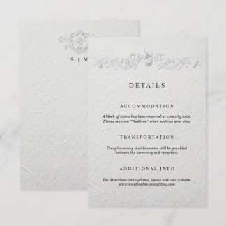 Faux Embossed Floral Wedding Details Card Informatiekaartje