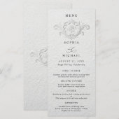 Faux Embossed Floral Wedding Flat Menu (Voorkant / Achterkant)