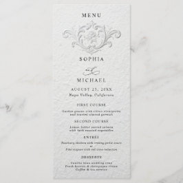Faux Embossed Floral Wedding Flat Menu