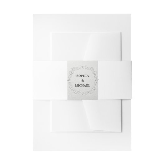 Faux Embossed Floral Wedding  Invitation Bell Uitnodigingen Wikkel (Voorkant Voorbeeld)