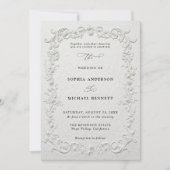 Faux Embossed Floral Wedding Invitation Kaart (Voorkant)