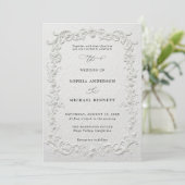 Faux Embossed Floral Wedding Invitation Kaart (Staand voorkant)