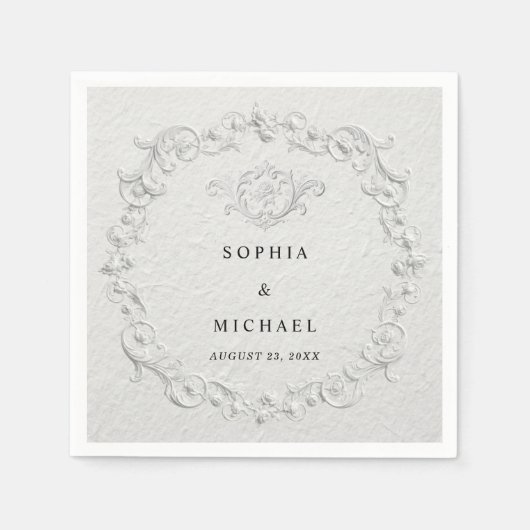 Faux Embossed Floral Wedding Napkins Servet (Voorkant)