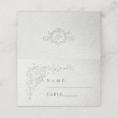 Faux Embossed Floral Wedding Place Card Plaatskaartje (Buitenkant ongevouwen)