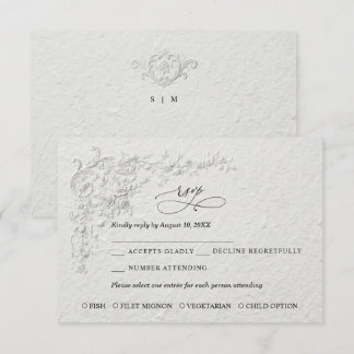 Faux Embossed Floral Wedding RSVP Card Kaartje