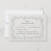 Faux Embossed Floral Wedding RSVP Card Kaartje (Voorkant)