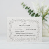 Faux Embossed Floral Wedding RSVP Card Kaartje (Staand voorkant)