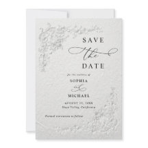 Faux Embossed Floral Wedding Save the Date  I