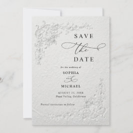 Faux Embossed Floral Wedding Save the Date  I Kaart