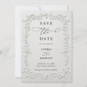 Faux Embossed Floral Wedding Save the Date  I Kaart (Voorkant)