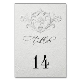 Faux Embossed Floral Wedding Table Numbers Kaart