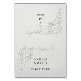 Faux Embossed Floral Wedding Table Place Card Kaart