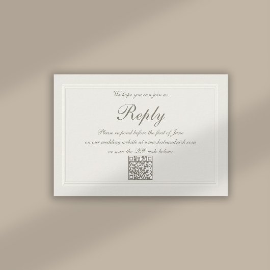 Faux Embossed formele elegante QR bruiloft reactie