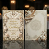 Faux Embossed Gold Regal Fairytale Wedding Kaart