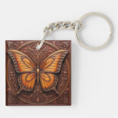 Faux Embossed houten vlinder Sleutelhanger (Achterkant)
