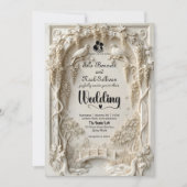 Faux Embossed Ivory Floral Scenic Relief Wedding Kaart (Voorkant)